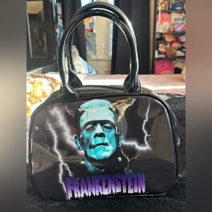 Frankenstein Black and Purple Women’s Leather Handbag